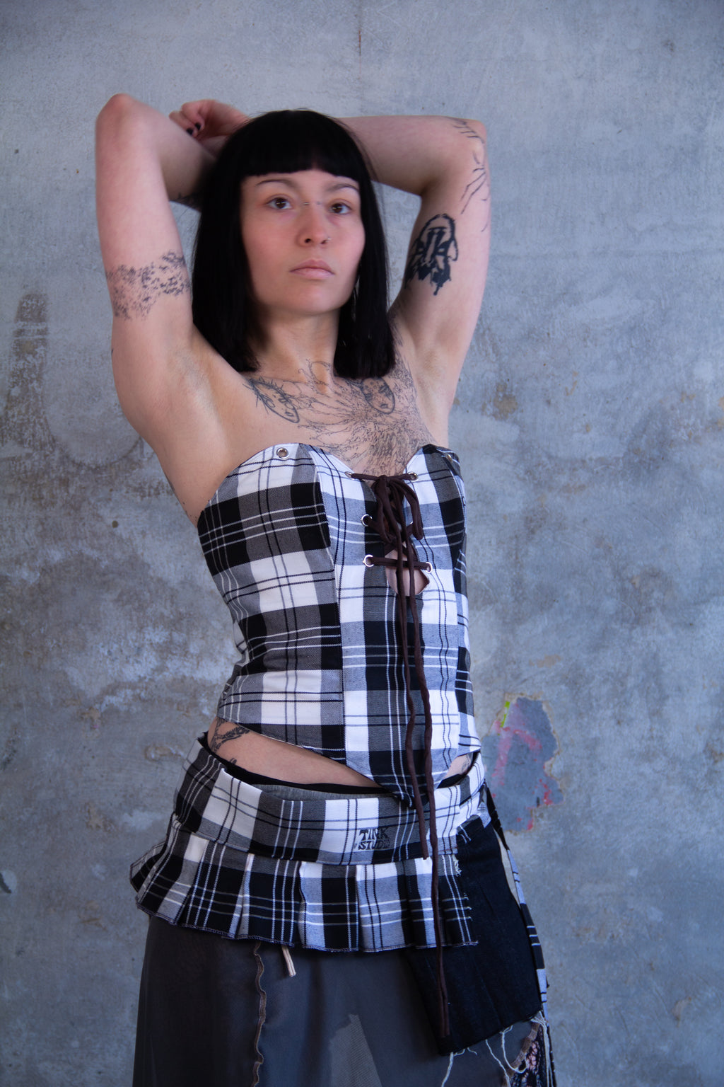 TOP "TINKCORSET" BLACK/WHITE