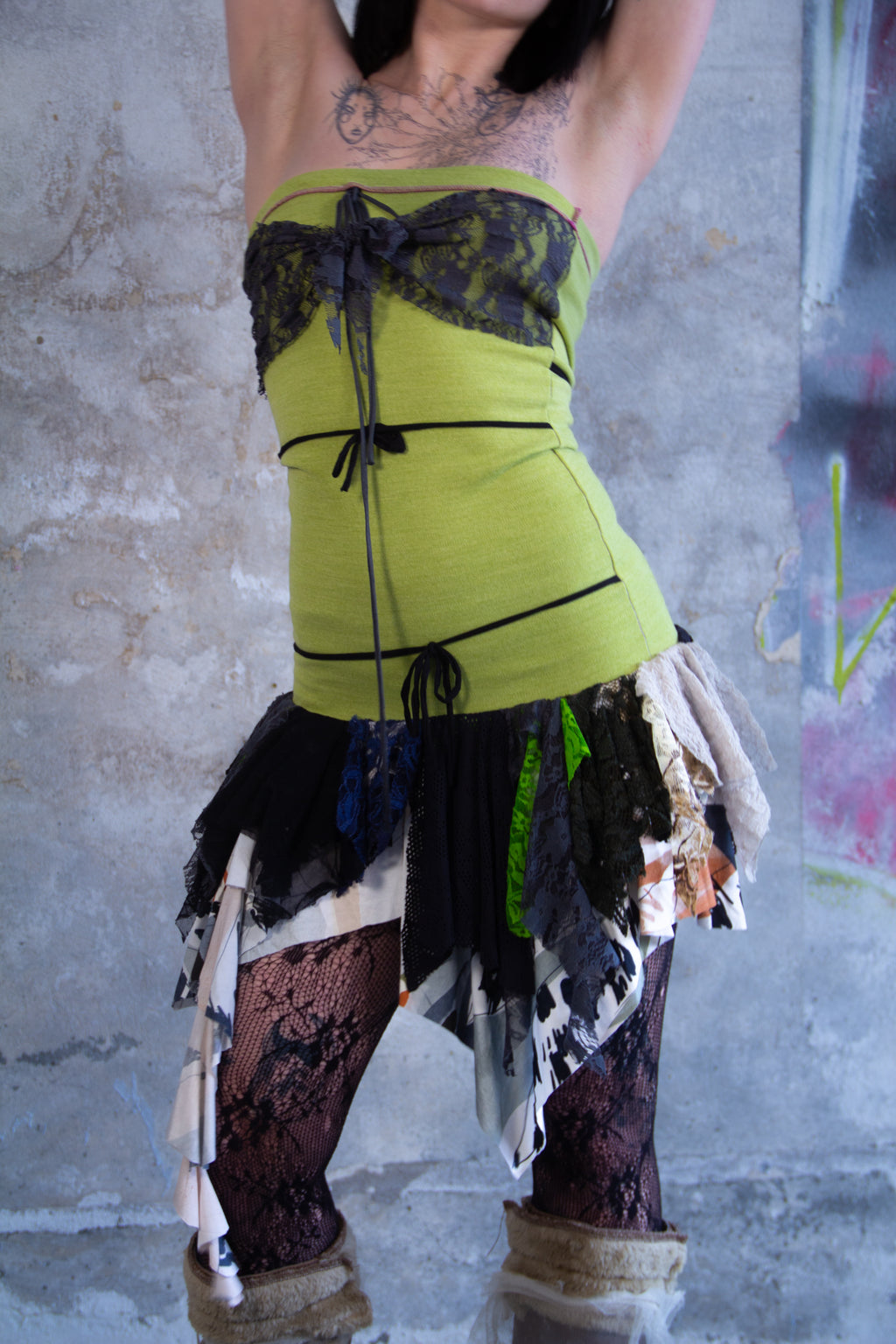 MINI DRESS "TINKSCRAP" GREEN