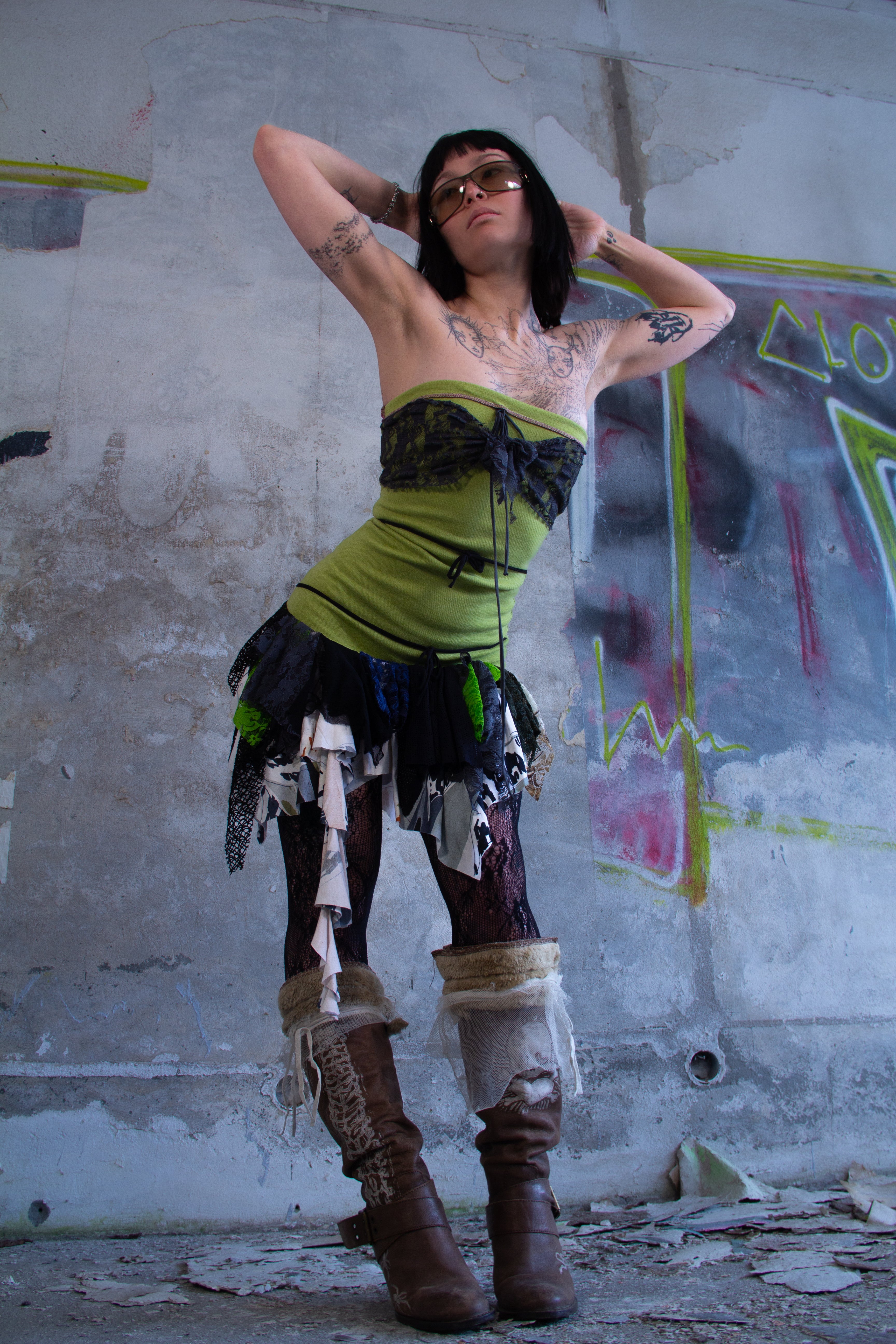 MINI DRESS "TINKSCRAP" GREEN