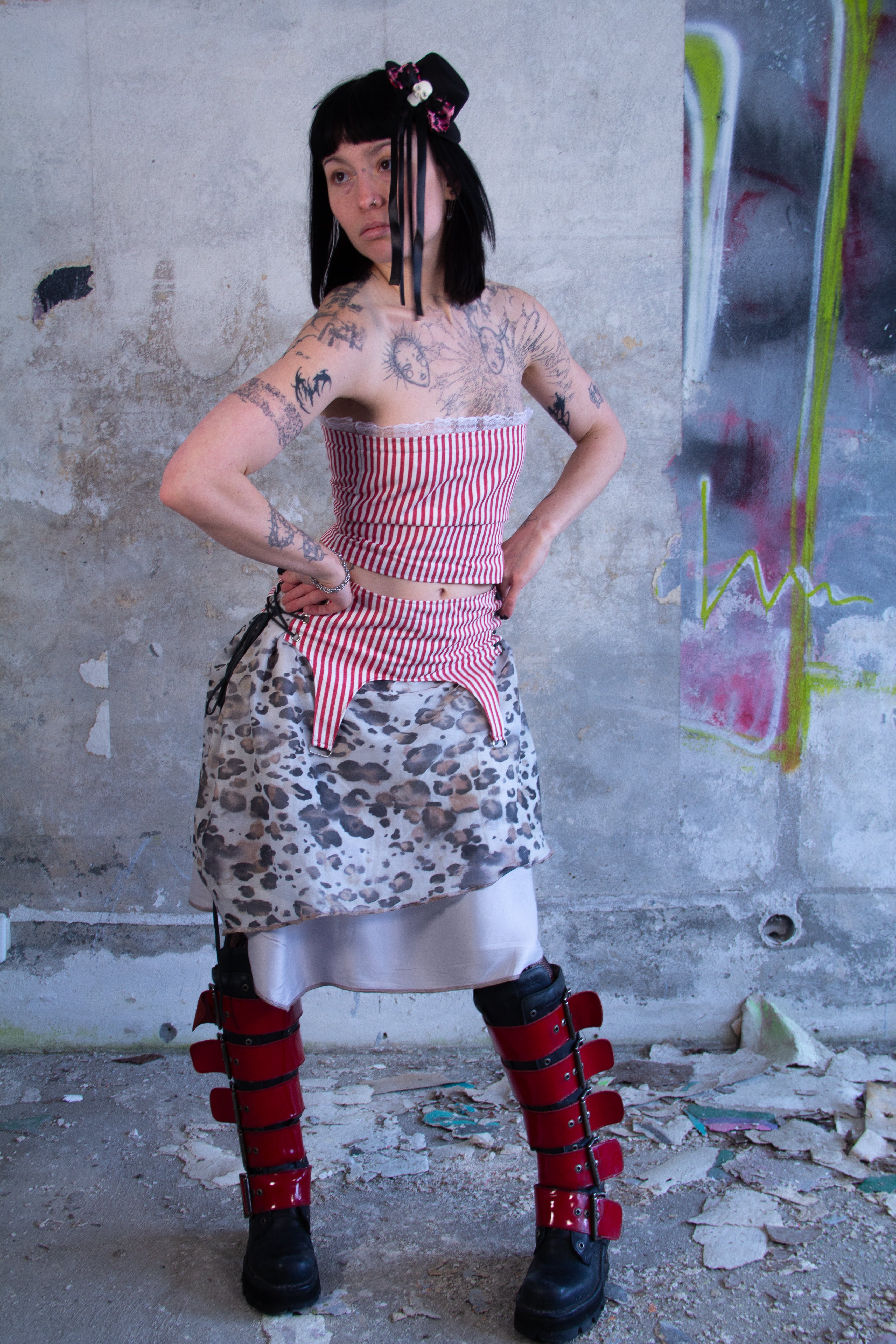 MIDI SKIRT "TINKGARTER" STRIPES/LEO