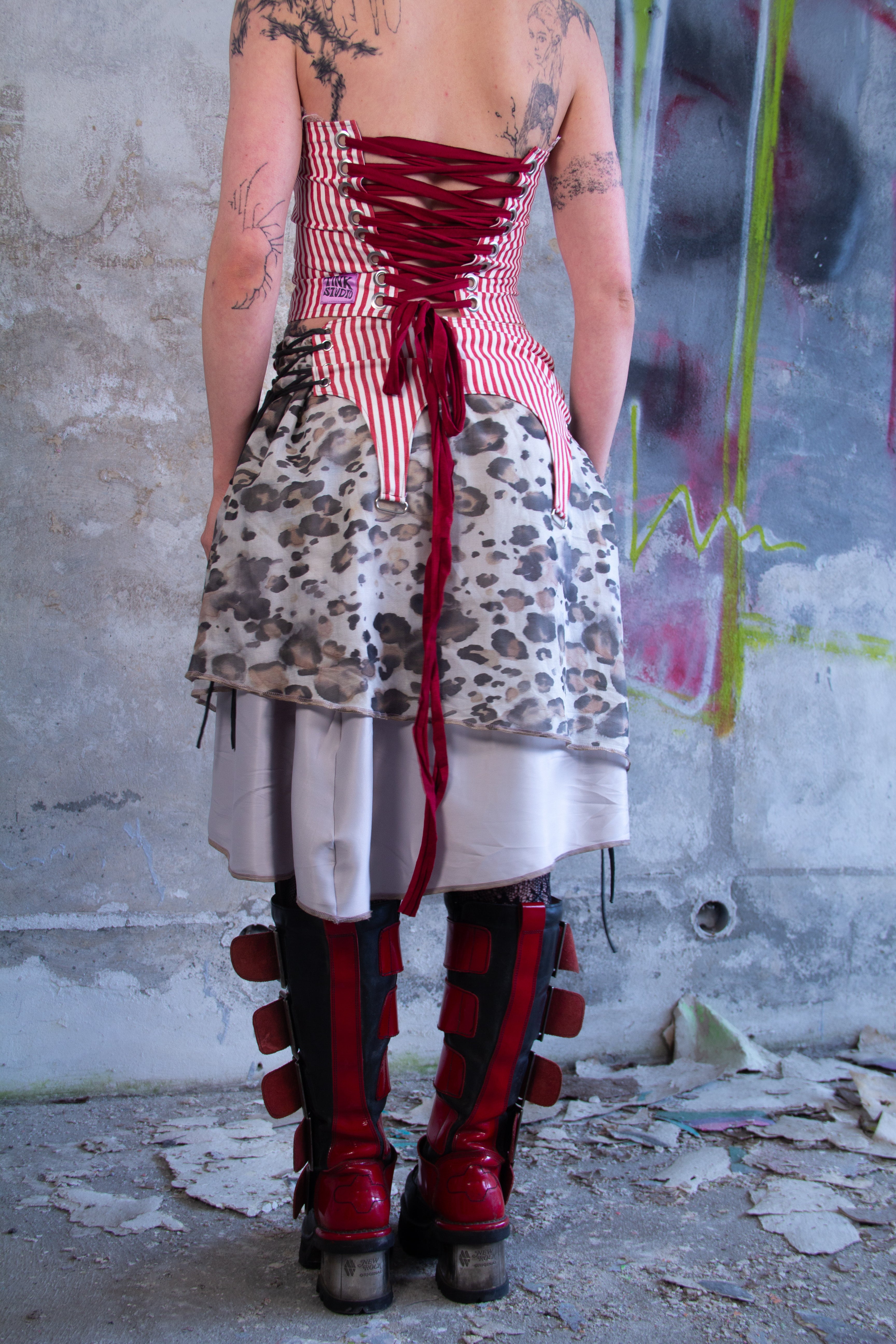 MIDI SKIRT "TINKGARTER" STRIPES/LEO