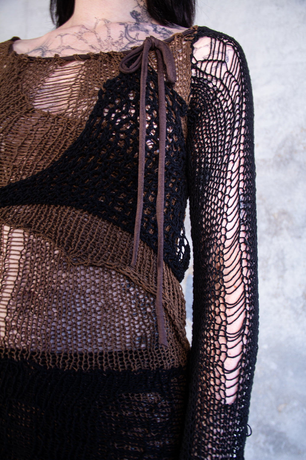 MICRO DRESS "TINKKNIT" BROWN/BLACK