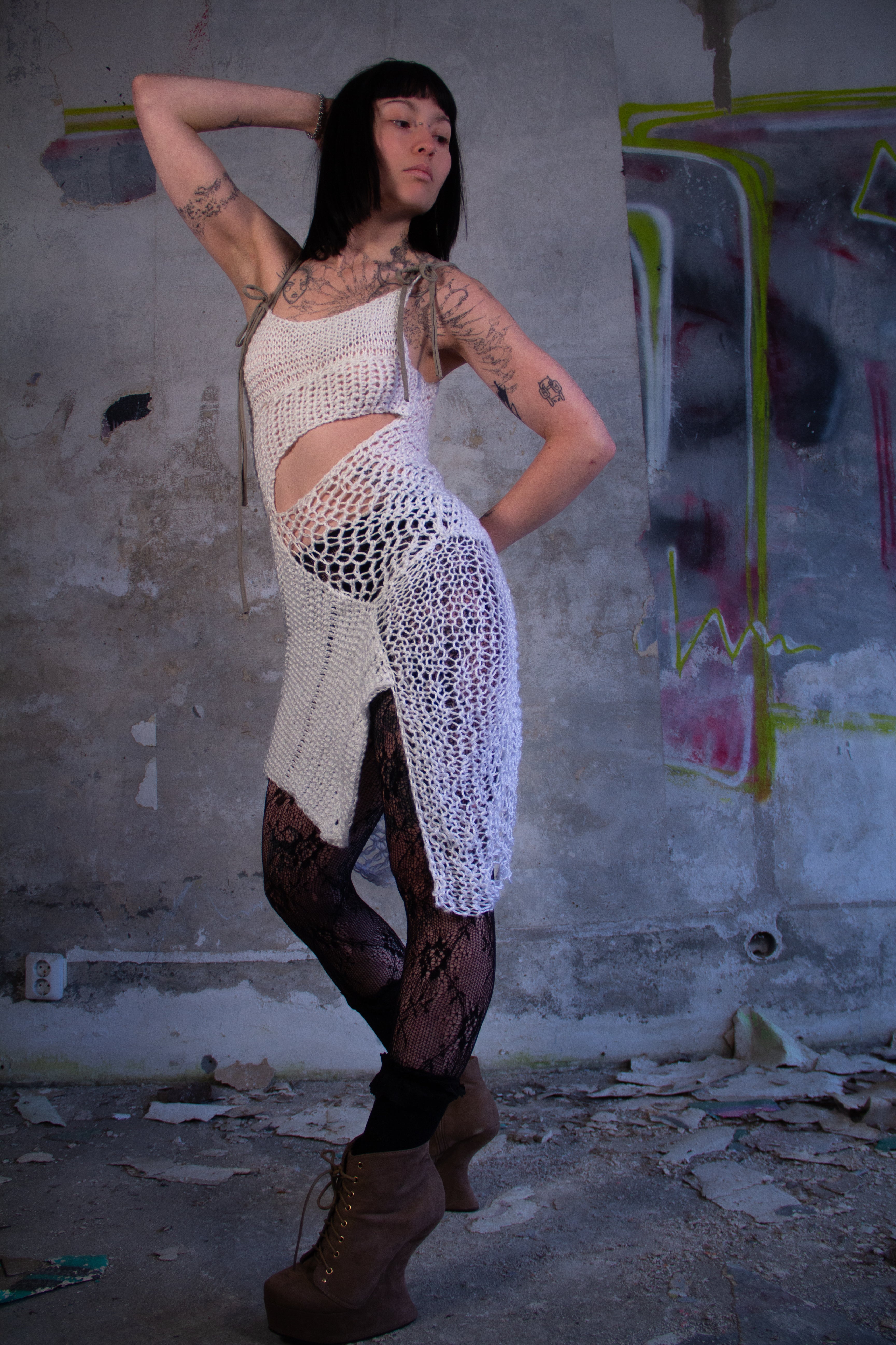 MIDI DRESS "TINKKNIT" WHITE